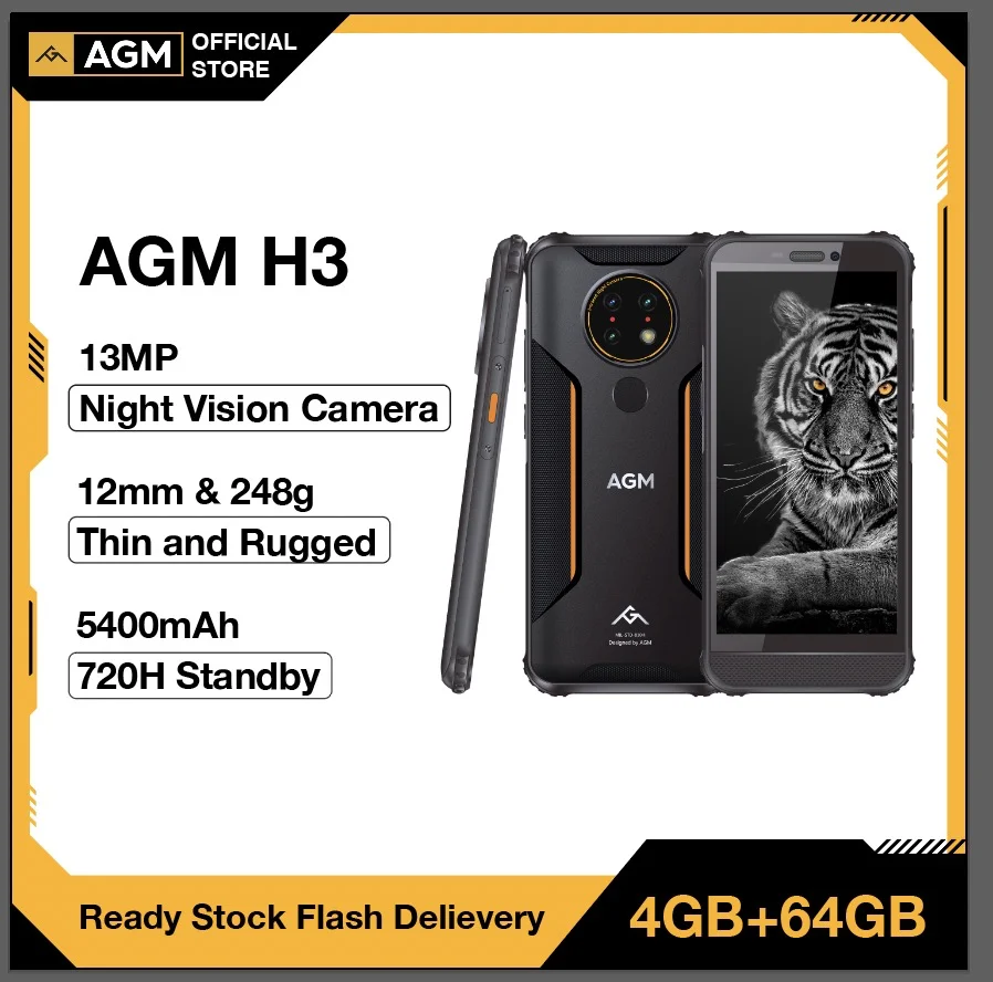 AGM H3  ߰ Ʈ , IP68, IP69K, 5.7 ġ, 5400mAh, ȵ̵ 11 NFC